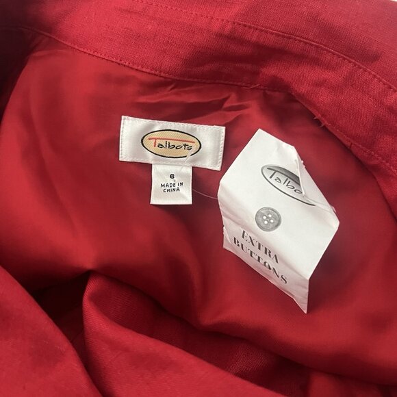 Vintage Talbots 100% Linen Red Double-Breasted Long Overcoat Womens sz 6 NWT - Picture 3 of 5